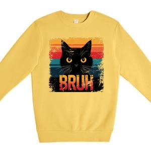 Funny Cat Bruh For Teens Meme Graphic Premium Crewneck Sweatshirt