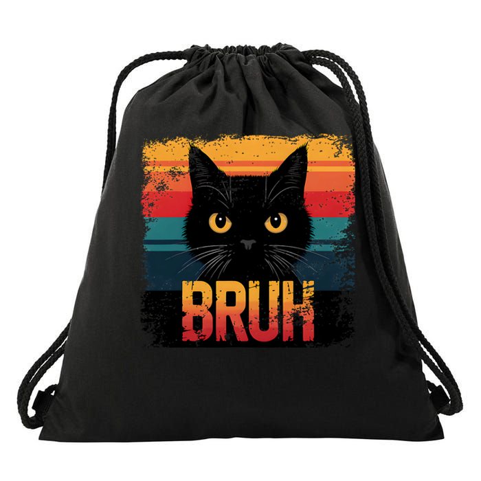 Funny Cat Bruh For Teens Meme Graphic Drawstring Bag