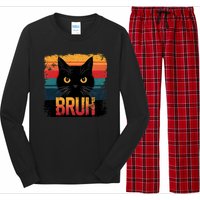 Funny Cat Bruh For Teens Meme Graphic Long Sleeve Pajama Set