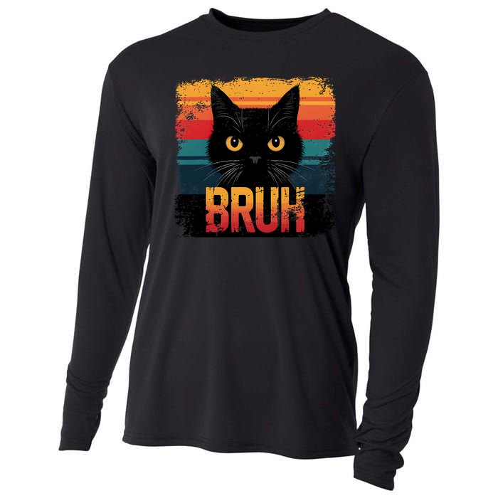 Funny Cat Bruh For Teens Meme Graphic Cooling Performance Long Sleeve Crew