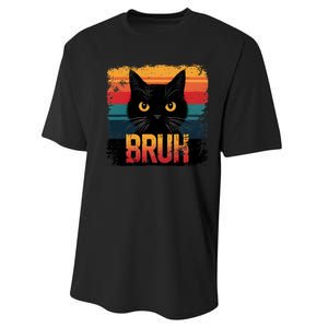 Funny Cat Bruh For Teens Meme Graphic Performance Sprint T-Shirt