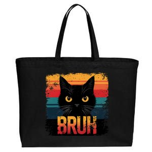 Funny Cat Bruh For Teens Meme Graphic Cotton Canvas Jumbo Tote