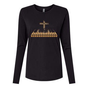 Funny Christian Band Musician Rock Music Piano Womens Cotton Relaxed Long Sleeve T-Shirt