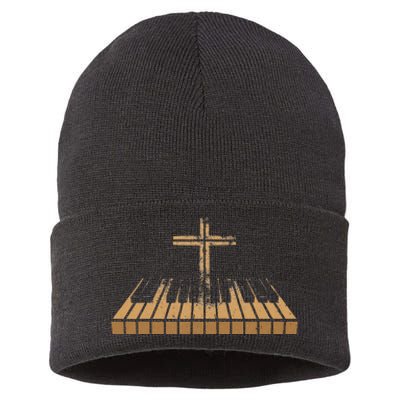 Funny Christian Band Musician Rock Music Piano Sustainable Knit Beanie