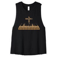 Funny Christian Band Musician Rock Music Piano Women's Racerback Cropped Tank