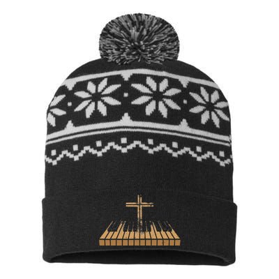 Funny Christian Band Musician Rock Music Piano USA-Made Snowflake Beanie