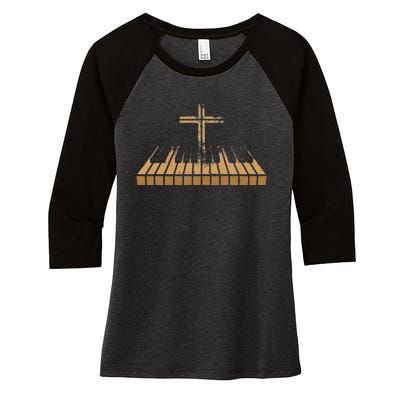 Funny Christian Band Musician Rock Music Piano Women's Tri-Blend 3/4-Sleeve Raglan Shirt