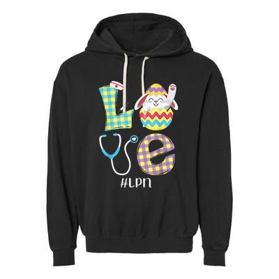 Funny Cute Bunny Love Licensed Practical Nurse Easter LPN Garment-Dyed Fleece Hoodie