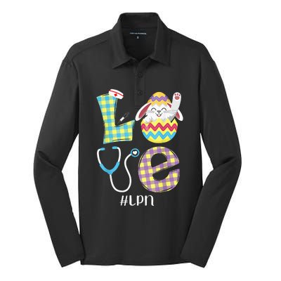 Funny Cute Bunny Love Licensed Practical Nurse Easter LPN Silk Touch Performance Long Sleeve Polo