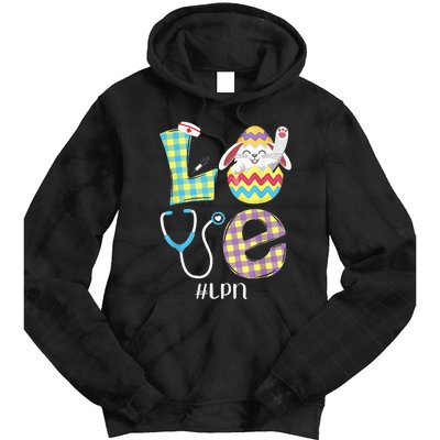 Funny Cute Bunny Love Licensed Practical Nurse Easter LPN Tie Dye Hoodie