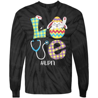 Funny Cute Bunny Love Licensed Practical Nurse Easter LPN Tie-Dye Long Sleeve Shirt