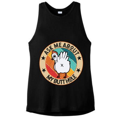 Funny Chicken Butt Design Ask Me About My Butthole Mom Dad Cute Gift Ladies PosiCharge Tri-Blend Wicking Tank
