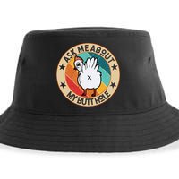 Funny Chicken Butt Design Ask Me About My Butthole Mom Dad Cute Gift Sustainable Bucket Hat