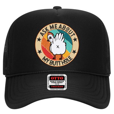 Funny Chicken Butt Design Ask Me About My Butthole Mom Dad Cute Gift Trucker Hat