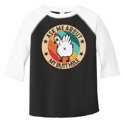 Funny Chicken Butt Design Ask Me About My Butthole Mom Dad Cute Gift Toddler Fine Jersey T-Shirt