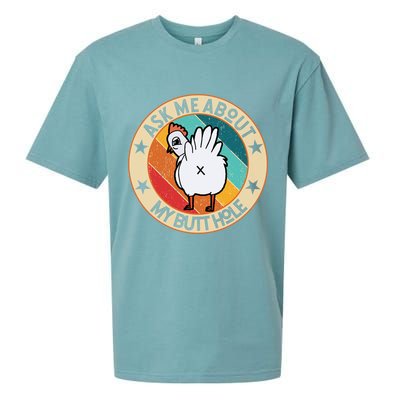 Funny Chicken Butt Design Ask Me About My Butthole Mom Dad Cute Gift Sueded Cloud Jersey T-Shirt