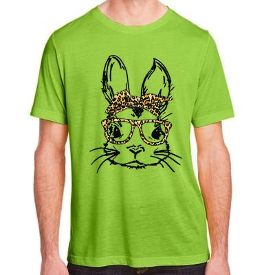 Funny Cute Bunny Wearing Glasses Leopard Easter Day Adult ChromaSoft Performance T-Shirt