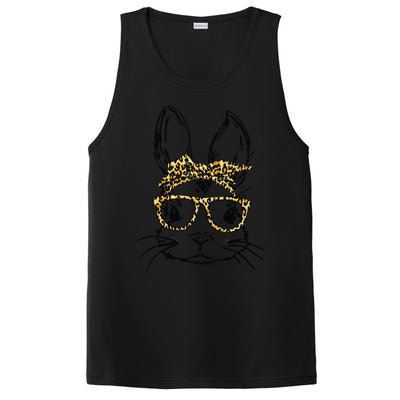 Funny Cute Bunny Wearing Glasses Leopard Easter Day PosiCharge Competitor Tank