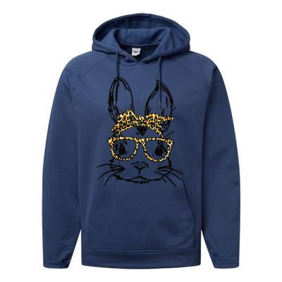 Funny Cute Bunny Wearing Glasses Leopard Easter Day Performance Fleece Hoodie