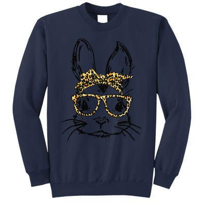 Funny Cute Bunny Wearing Glasses Leopard Easter Day Sweatshirt