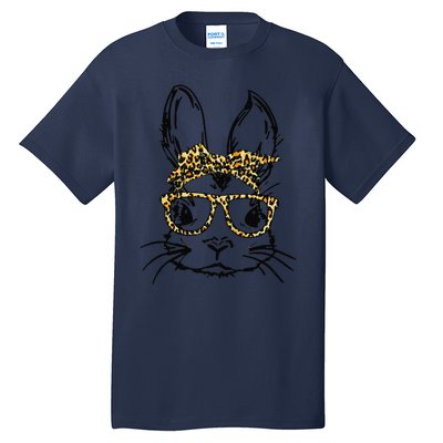 Funny Cute Bunny Wearing Glasses Leopard Easter Day Tall T-Shirt