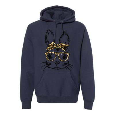 Funny Cute Bunny Wearing Glasses Leopard Easter Day Premium Hoodie