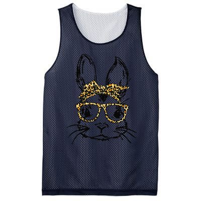 Funny Cute Bunny Wearing Glasses Leopard Easter Day Mesh Reversible Basketball Jersey Tank