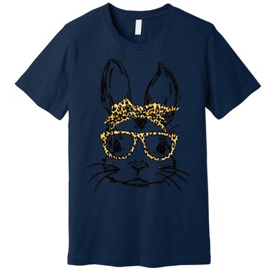 Funny Cute Bunny Wearing Glasses Leopard Easter Day Premium T-Shirt