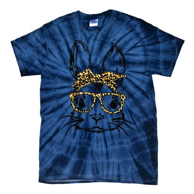 Funny Cute Bunny Wearing Glasses Leopard Easter Day Tie-Dye T-Shirt