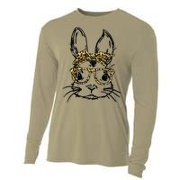 Funny Cute Bunny Wearing Glasses Leopard Easter Day Cooling Performance Long Sleeve Crew