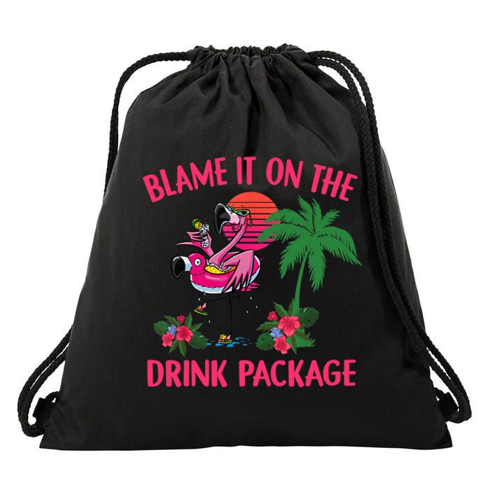 Flamingo Cruise Blame It on the Drink Package Drinking Booze Drawstring Bag