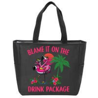 Flamingo Cruise Blame It on the Drink Package Drinking Booze Zip Tote Bag