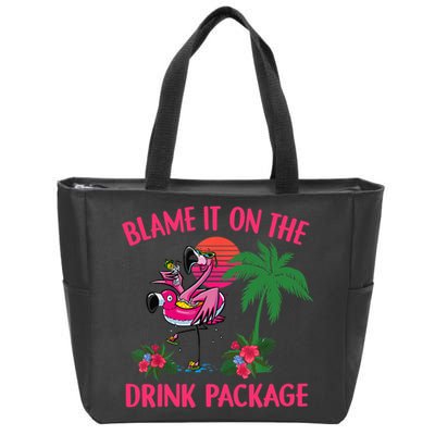 Flamingo Cruise Blame It on the Drink Package Drinking Booze Zip Tote Bag