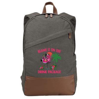 Flamingo Cruise Blame It on the Drink Package Drinking Booze Cotton Canvas Backpack