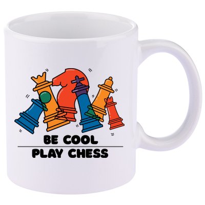 Funny Chess Be Cool Play Chess 11oz C Handle Ceramic Mug