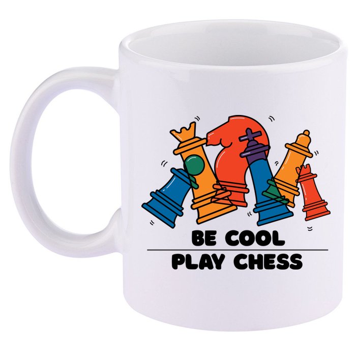 Funny Chess Be Cool Play Chess 11oz C Handle Ceramic Mug