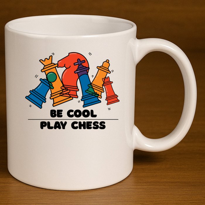 Funny Chess Be Cool Play Chess 11oz C Handle Ceramic Mug