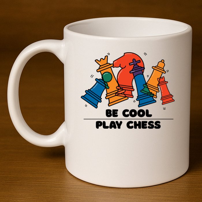 Funny Chess Be Cool Play Chess 11oz C Handle Ceramic Mug