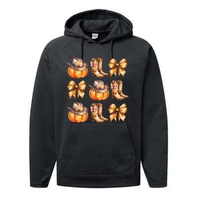 Funny Coquette Bow Pumpkin Halloween Ghost Spooky Season Performance Fleece Hoodie