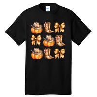 Funny Coquette Bow Pumpkin Halloween Ghost Spooky Season Tall T-Shirt