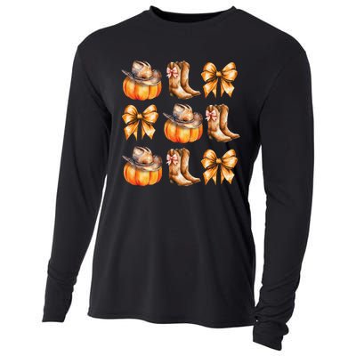 Funny Coquette Bow Pumpkin Halloween Ghost Spooky Season Cooling Performance Long Sleeve Crew