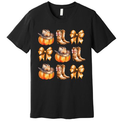 Funny Coquette Bow Pumpkin Halloween Ghost Spooky Season Premium T-Shirt