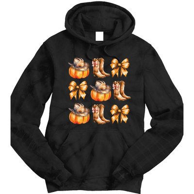 Funny Coquette Bow Pumpkin Halloween Ghost Spooky Season Tie Dye Hoodie