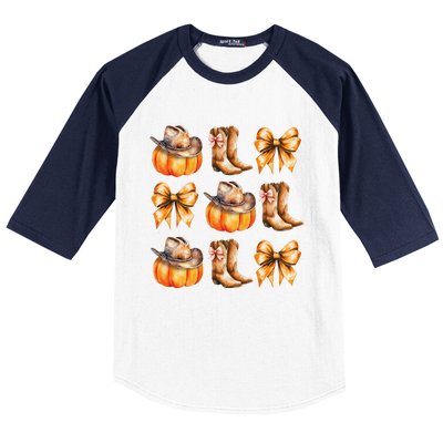 Funny Coquette Bow Pumpkin Halloween Ghost Spooky Season Baseball Sleeve Shirt