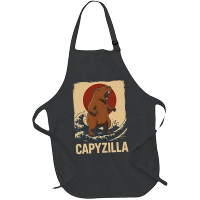 Funny Capybara Boy Girl Capyzilla  Full-Length Apron With Pockets