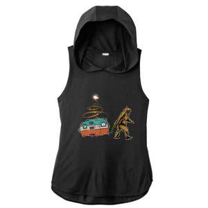 Funny Camping Bigfoot Light Christmas Tree Gifts Xmas Idea Ladies PosiCharge Tri-Blend Wicking Draft Hoodie Tank