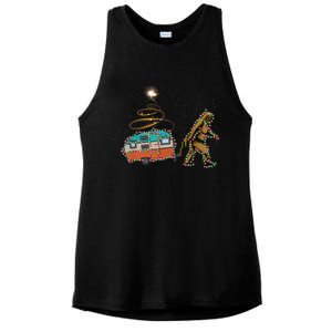 Funny Camping Bigfoot Light Christmas Tree Gifts Xmas Idea Ladies PosiCharge Tri-Blend Wicking Tank