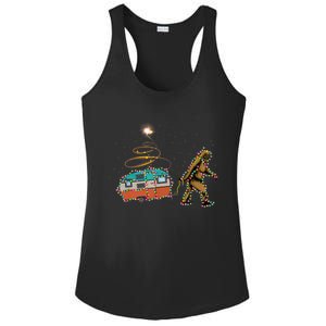 Funny Camping Bigfoot Light Christmas Tree Gifts Xmas Idea Ladies PosiCharge Competitor Racerback Tank