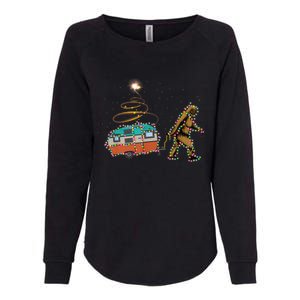 Funny Camping Bigfoot Light Christmas Tree Gifts Xmas Idea Womens California Wash Sweatshirt