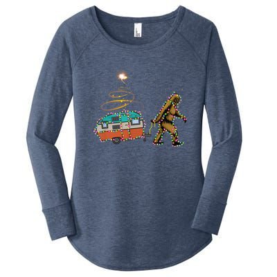 Funny Camping Bigfoot Light Christmas Tree Gifts Xmas Idea Women's Perfect Tri Tunic Long Sleeve Shirt